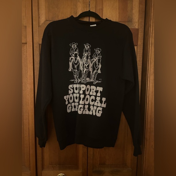 Support Your Local Girl Gang Women’s Sz M Cotton Blend Black Crewneck Sweatshirt - Picture 1 of 15